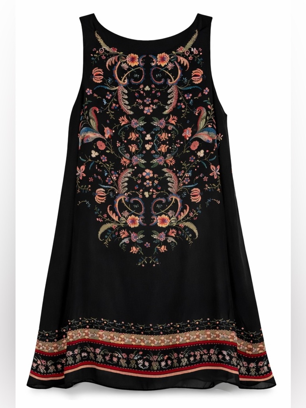 Max Studio Black Dress with Floral Embroidery